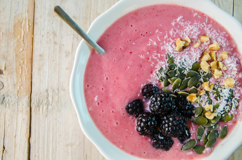 smoothie bowl: sin gluten, sin lacteos, vegano