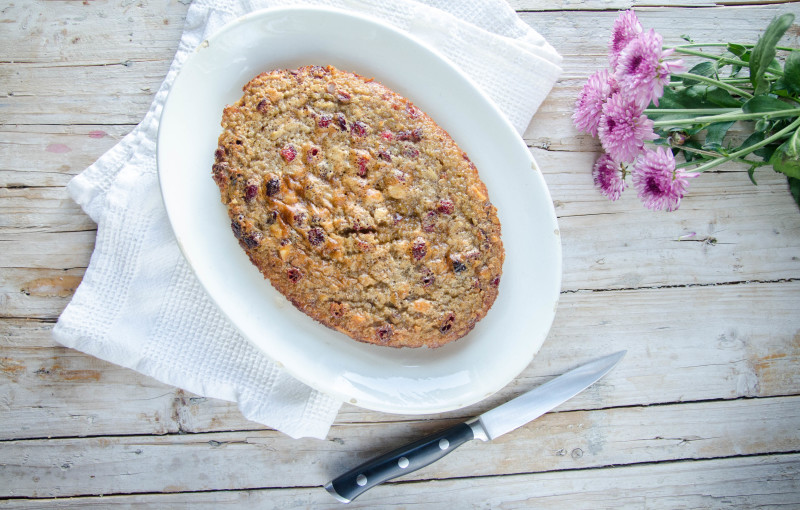 bizcocho de quinoa, arándanos y canela