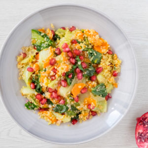 Salteado de Quinoa, Pak Choi y Granada