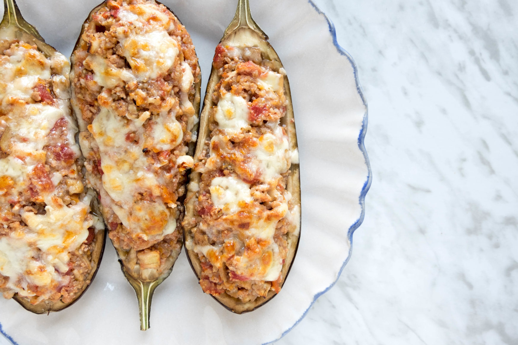 Berenjenas Rellenas de Chili con Carne y Quinoa