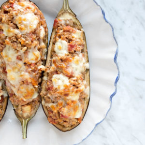 Berenjenas Rellenas de Chili con Carne y Quinoa