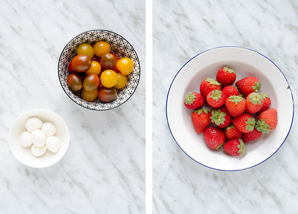 ensalada caprese con fresas