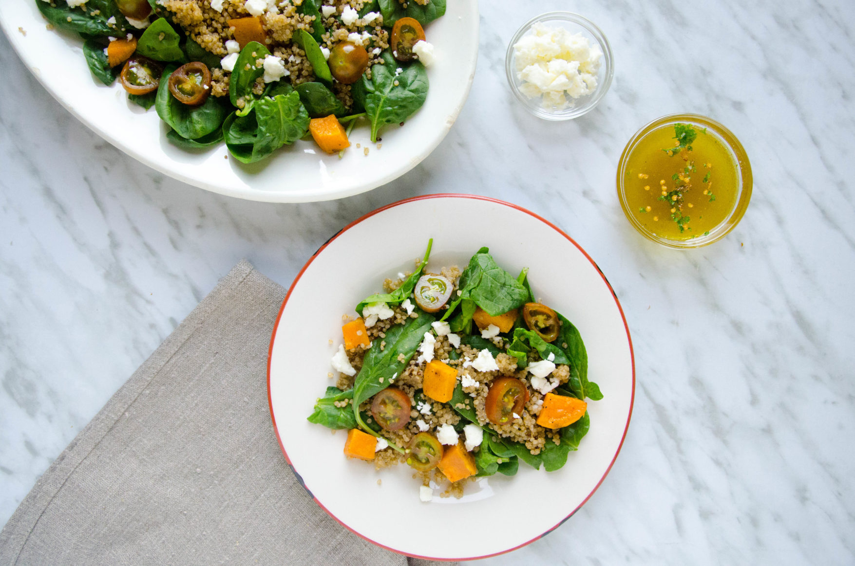 Ensalada de Espinaca y Quinoa con aderezo de Naranja