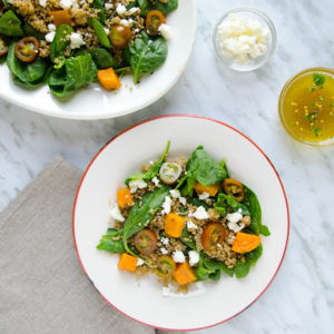 Ensalada de Espinaca y Quinoa con aderezo de Naranja