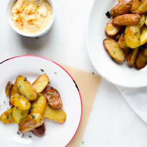 Patatas Crujientes con Crema de Calabaza