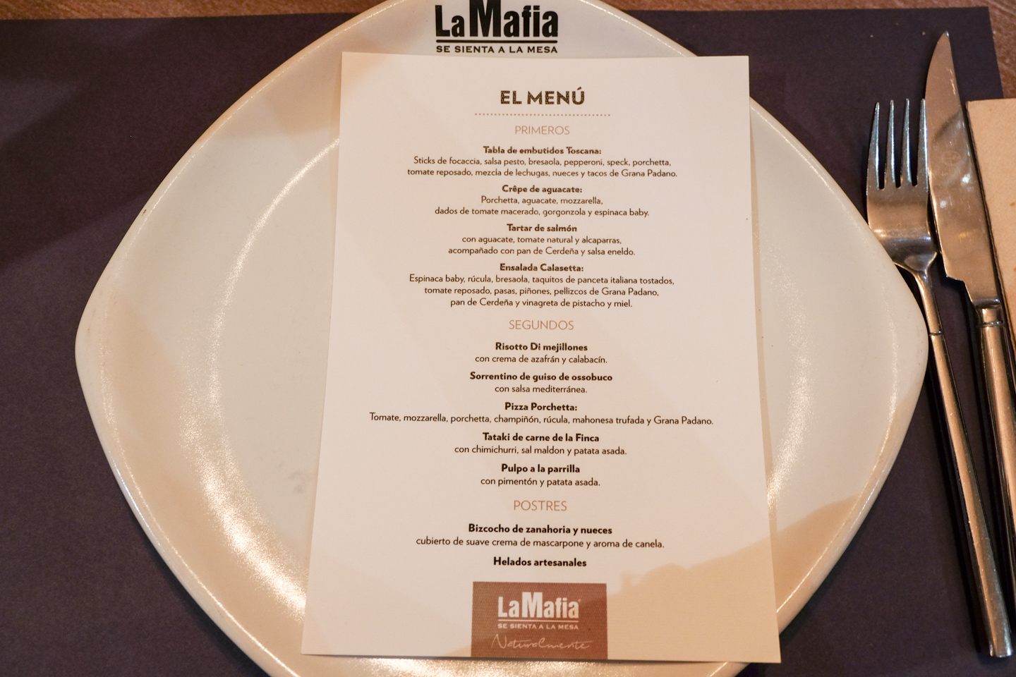 Restaurante La Mafia estrena Nueva Carta