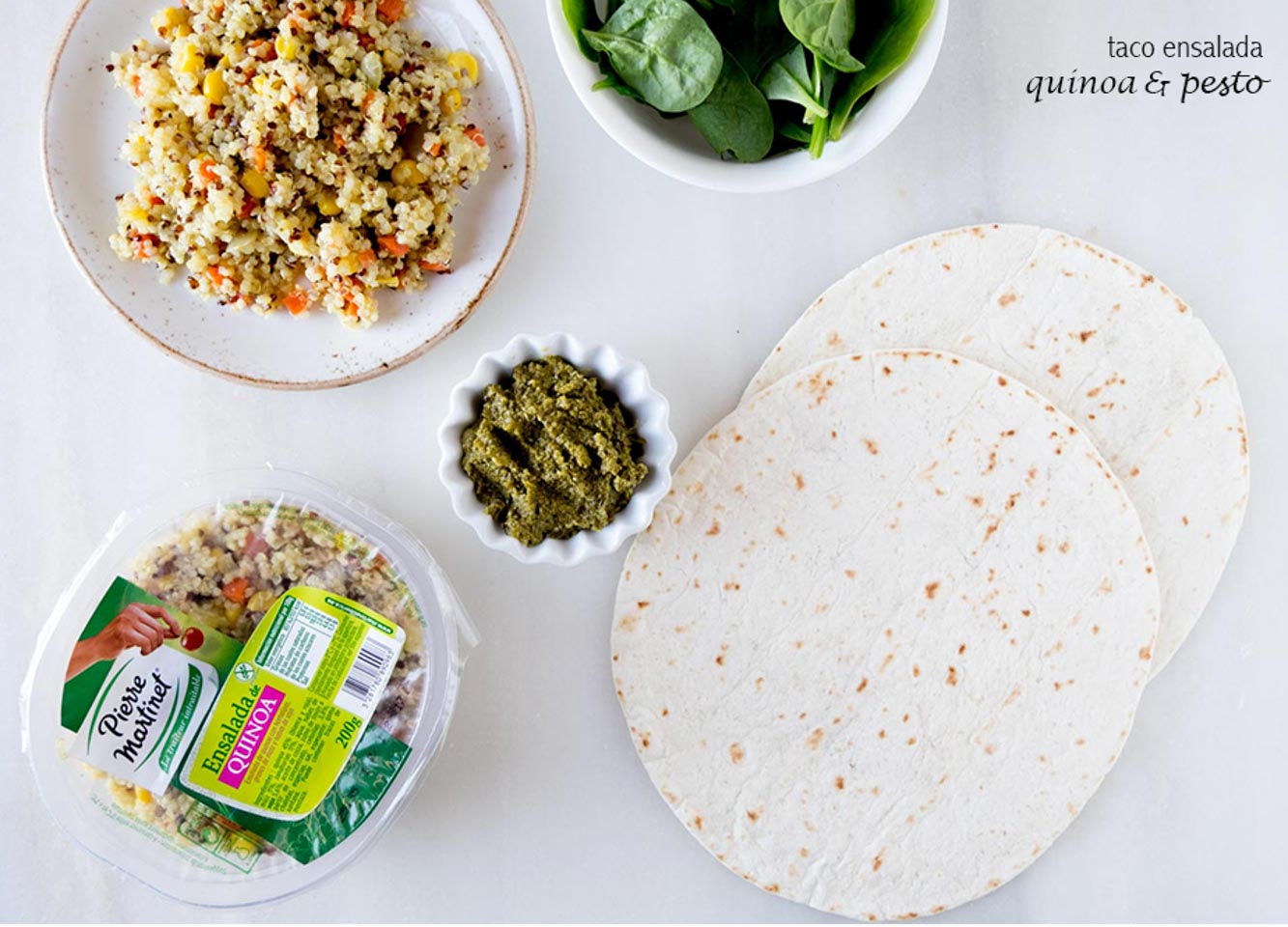 taco ensalada de quinoa y pesto