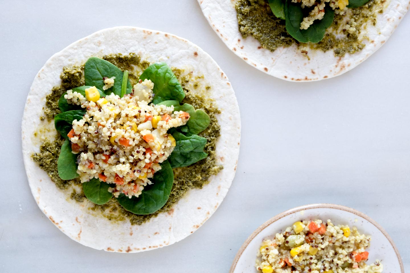 Taco Ensalada de Quinoa y Pesto